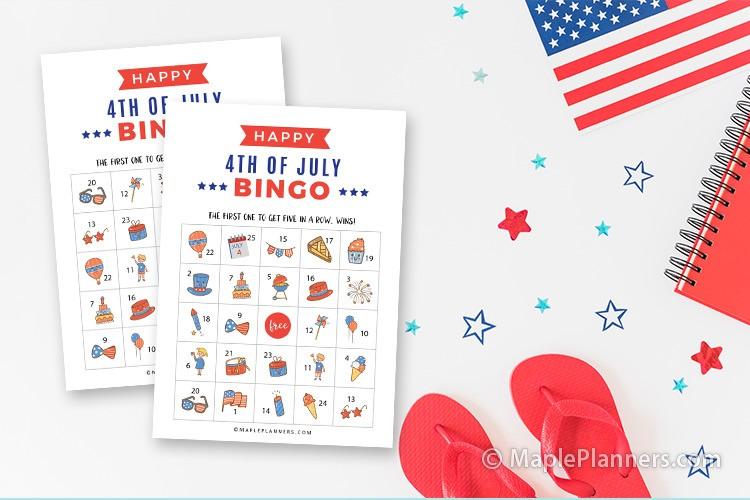 Download 4th of July Bingo Free Printables for your summer party