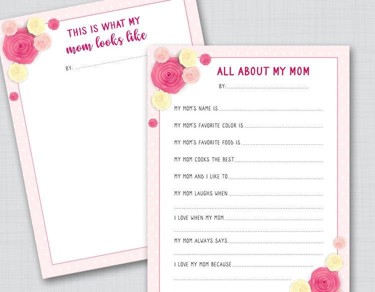 All about my mom printables for Mothers Day