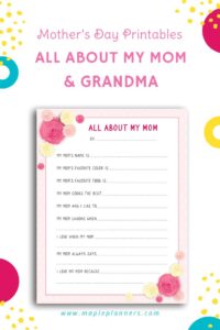 All About My Mom Printables for Mother’s Day