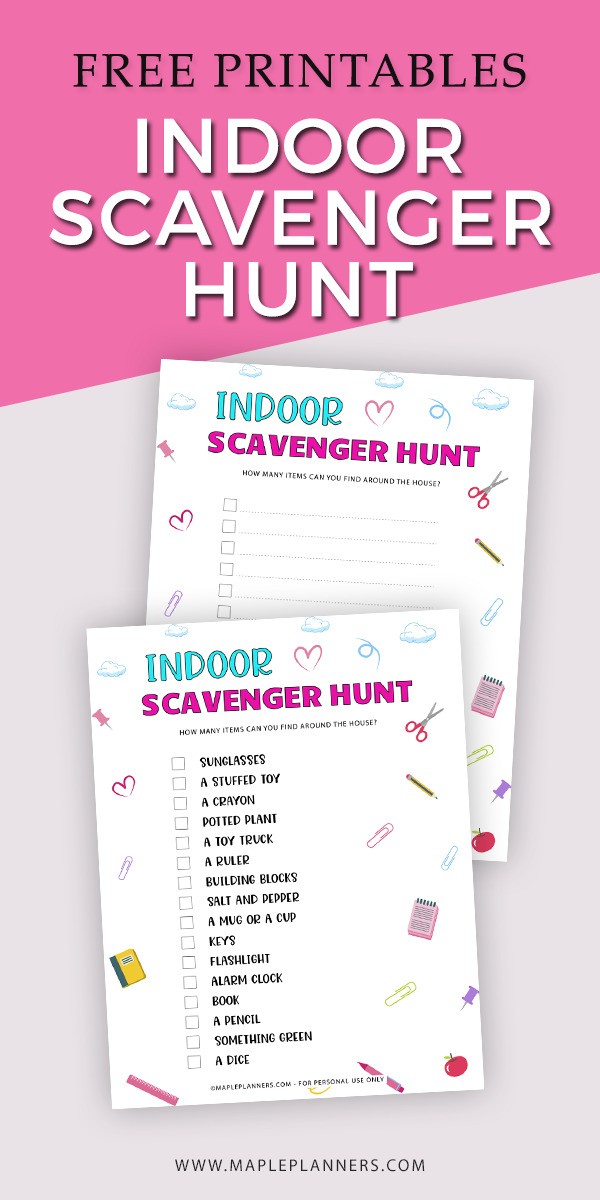 Indoor Scavenger Hunt Free Printables