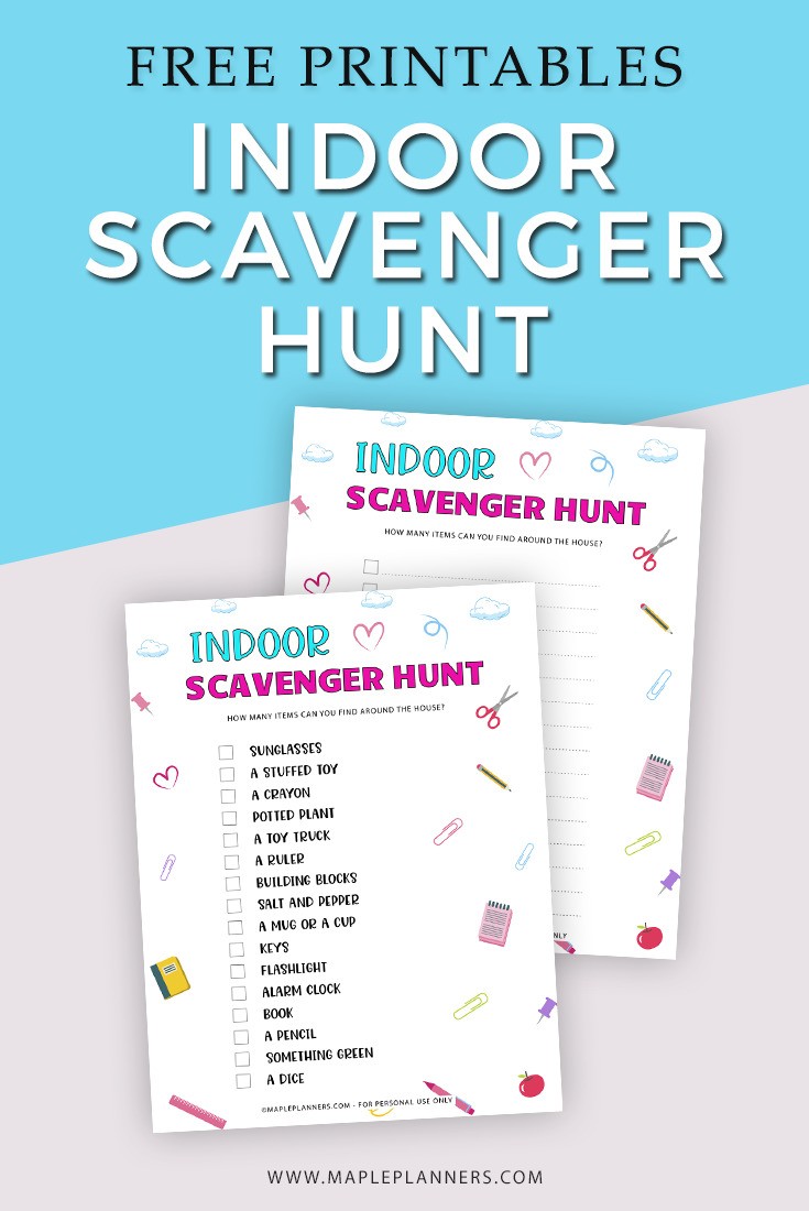 Free Printable Indoor Scavenger Hunt for Kids