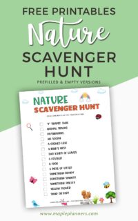 Nature Scavenger Hunt for Kids Printable