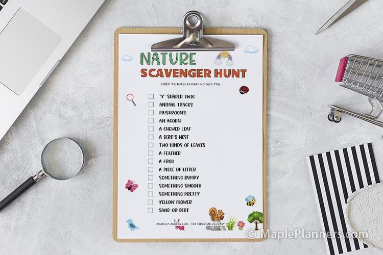 Nature Scavenger Hunt for Kids Printable