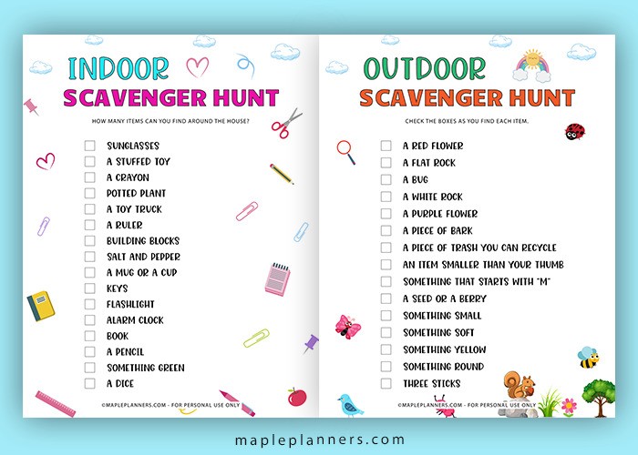 Indoor and Outdoor Scavenger Hunt Games