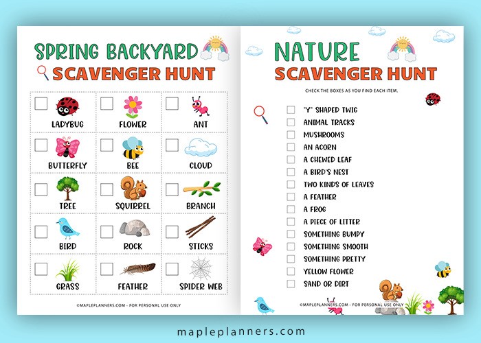 Spring Backyard and Nature Scavenger Hunt Games