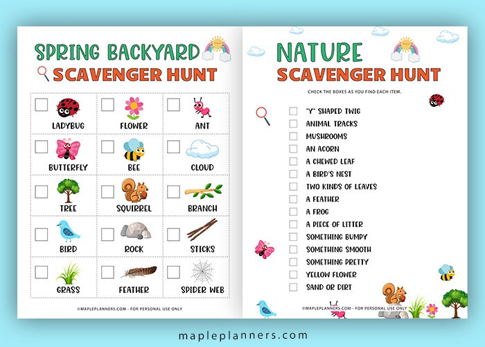 Spring Backyard and Nature Scavenger Hunt Games