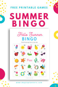 Summer Bingo Game Free Printables