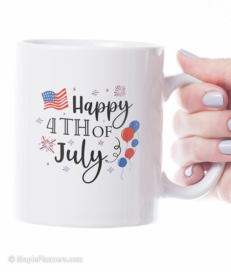 4th of July SVG Cut Files to custom design coffee mug using Cricut Machine