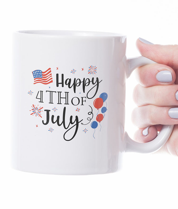 4th of July SVG Cut Files to custom design coffee mug using Cricut Machine