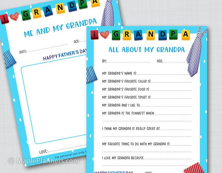 All About My Grandpa Printables Questionnaire