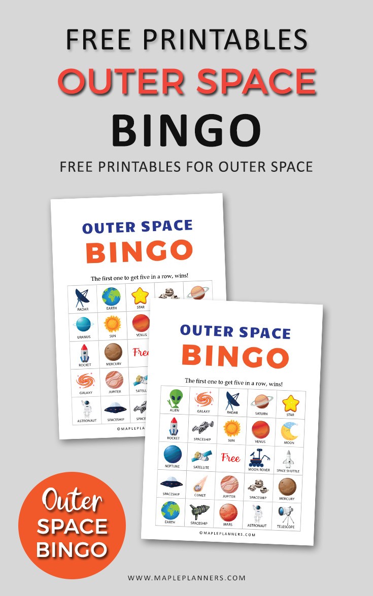 Free Printable Outer Space Bingo Cards