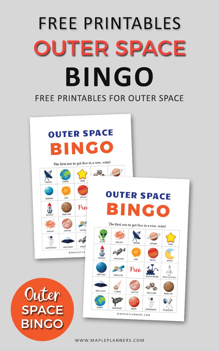 Free Printable Outer Space Bingo Cards