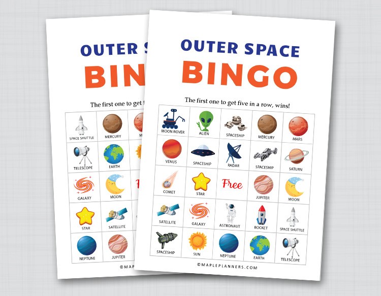 Outer Space Bingo Free Printable Outer Space Game for Kids