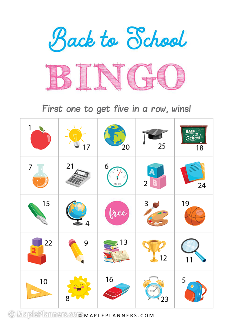 Free Printable Back to School Games