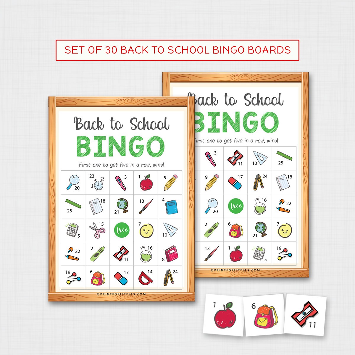 Printable Back to School Bingo Cards