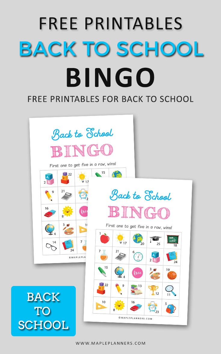 Free Printable Back to School Bingo