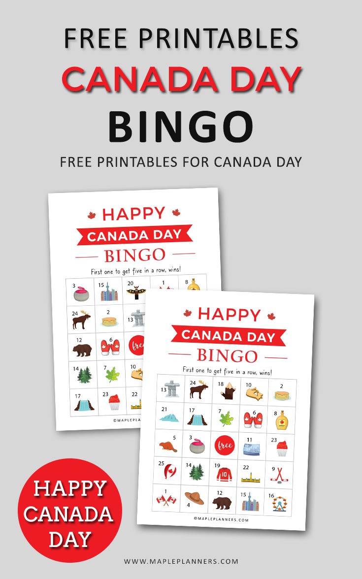 Canada Day Bingo Game Printable