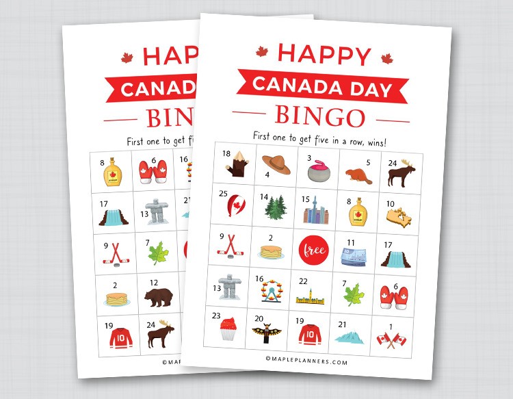 Canada Day Bingo game is perfect game for kids to develop skils like focus, concentration and sorting