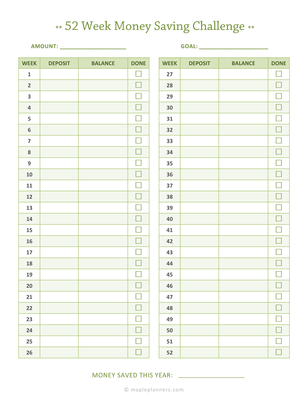52 Week Money Saving Challenge (2019) — SueTanya Mchorgh