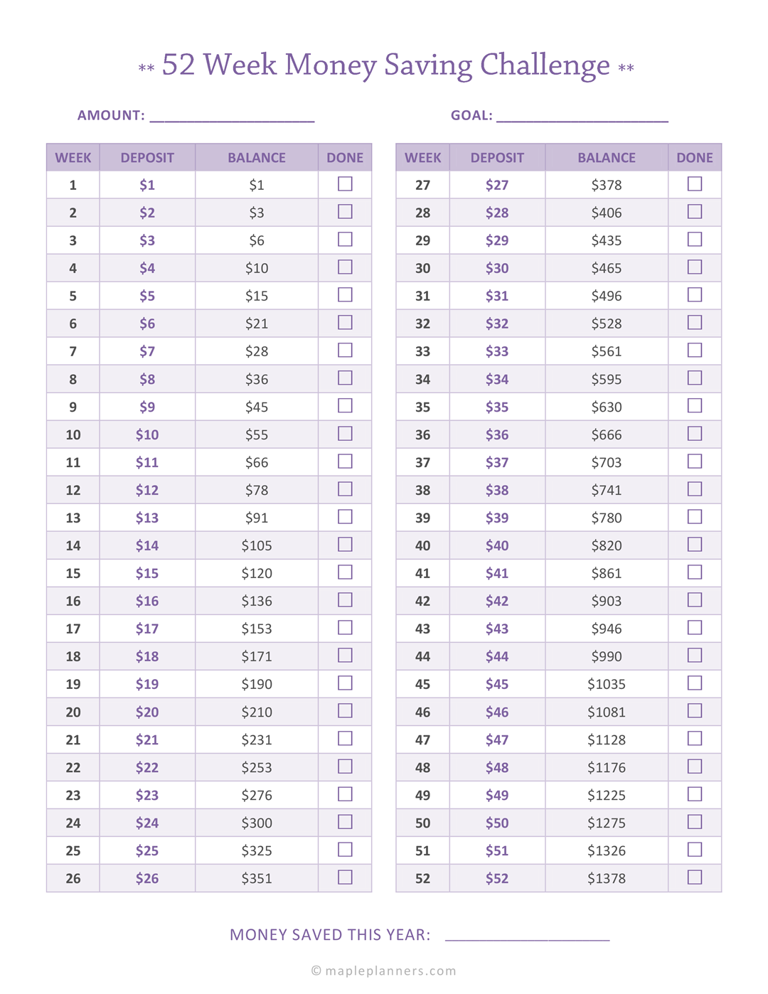 52 Week Money Saving Challenge Template How To Save Money 52-week-money-saving-challenge-template-how-to-save-money