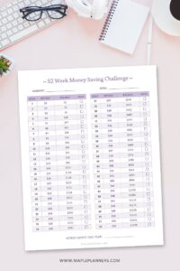52 Week Money Saving Challenge Free Printable