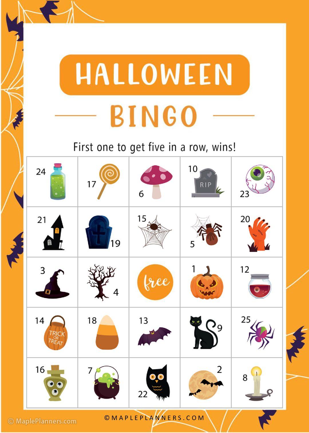 Halloween Bingo Game Printable for Kids