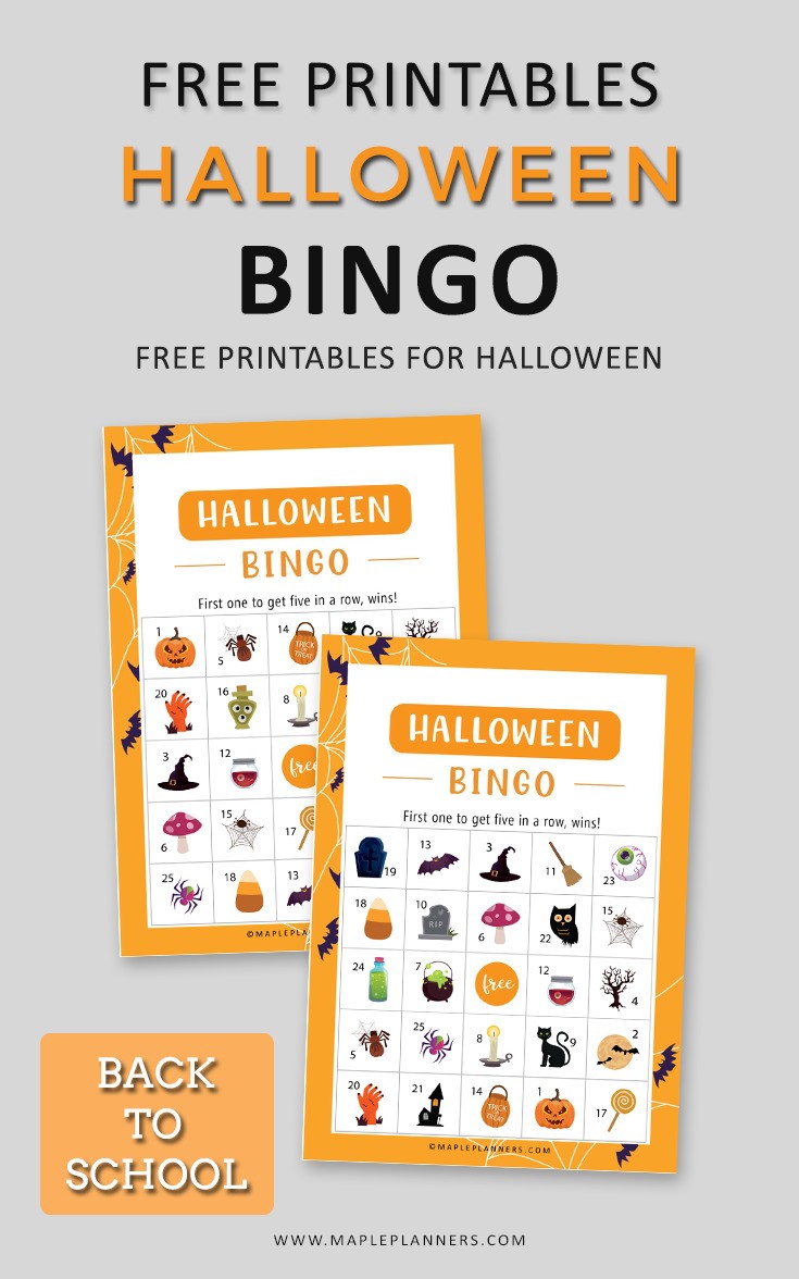 Printable Halloween Bingo Game Cards for Kids