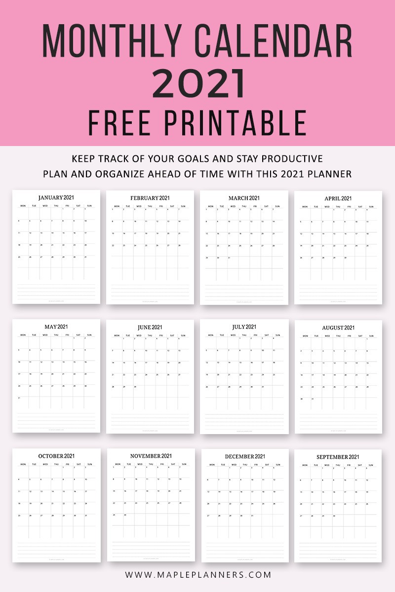Monthly Planner 2021 pdf Printable