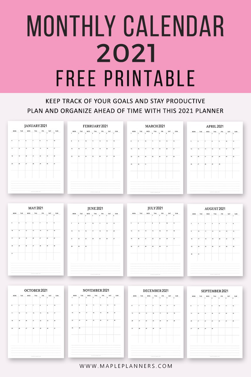 Monthly Planner 2021 pdf Printable