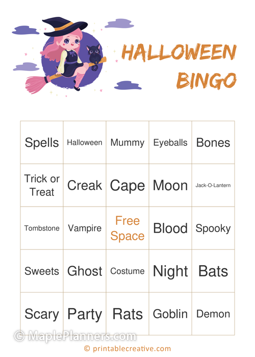 Create your own Halloween Bingo Cards Printable