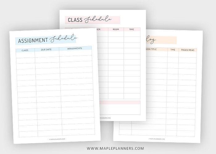 Student planner pdf, Printable Study tracker, homework plan