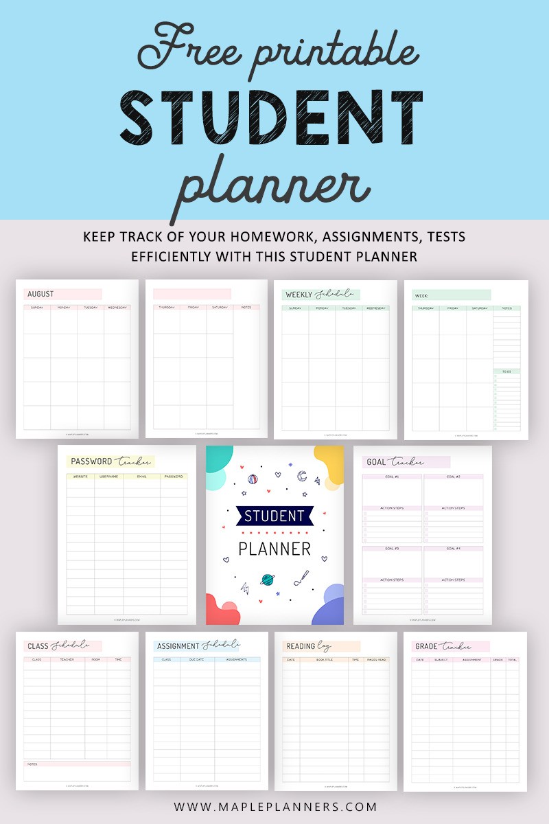 high school student planner with subjects