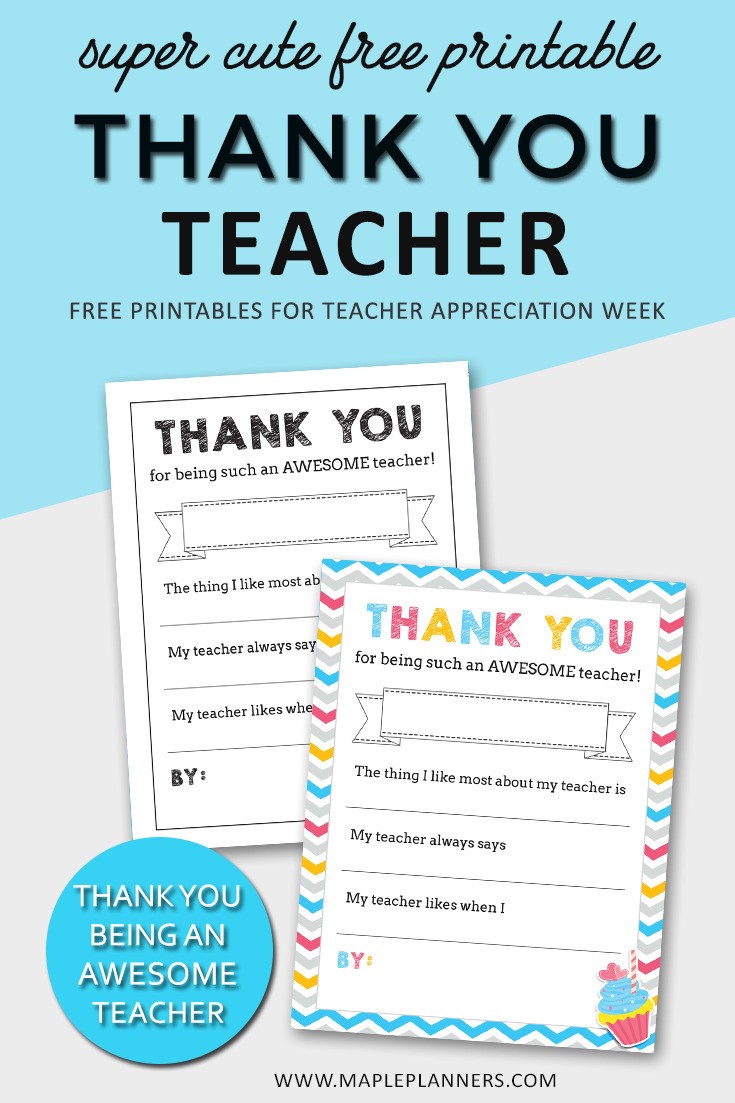 Teacher Appreciation Thank You Free Printable