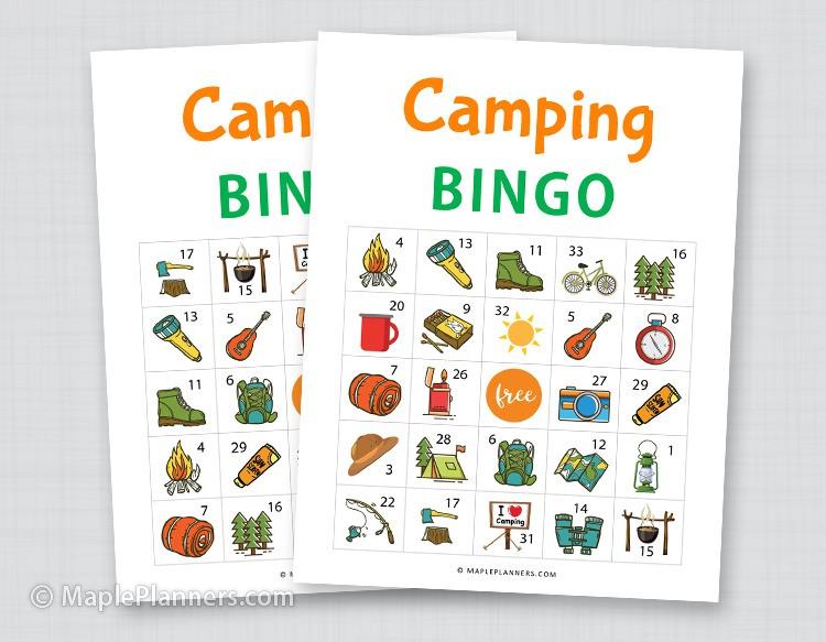 Camping Bingo Free Printable Cards