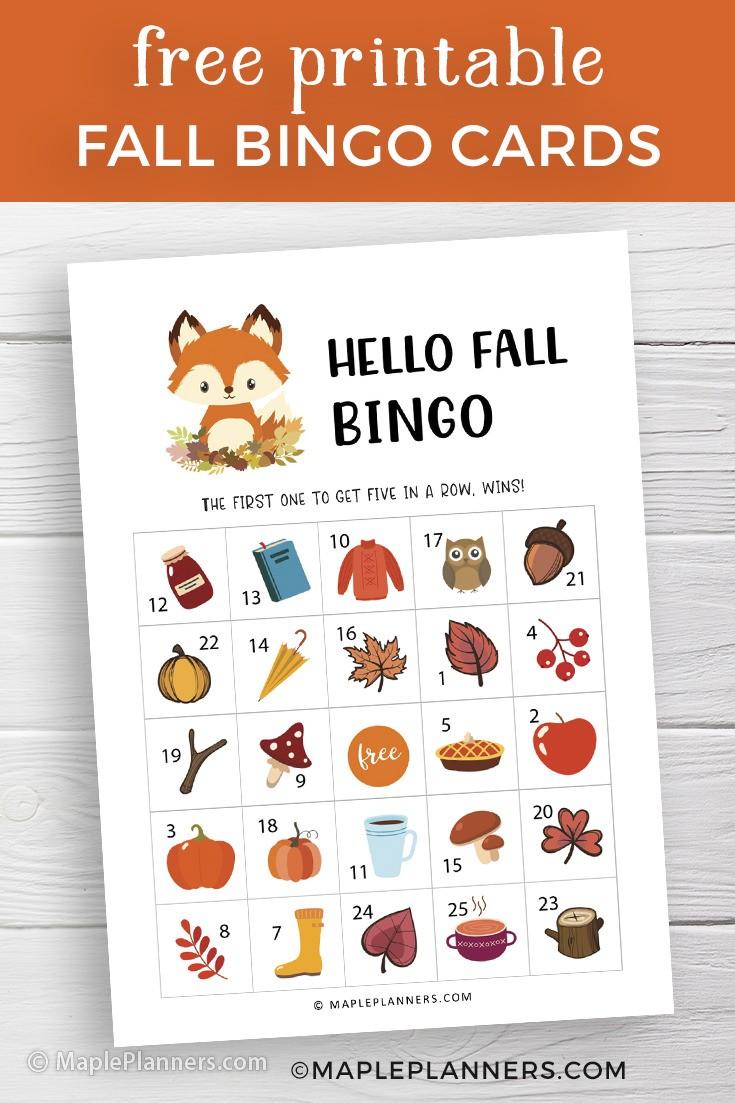Free Printable Fall Bingo Game
