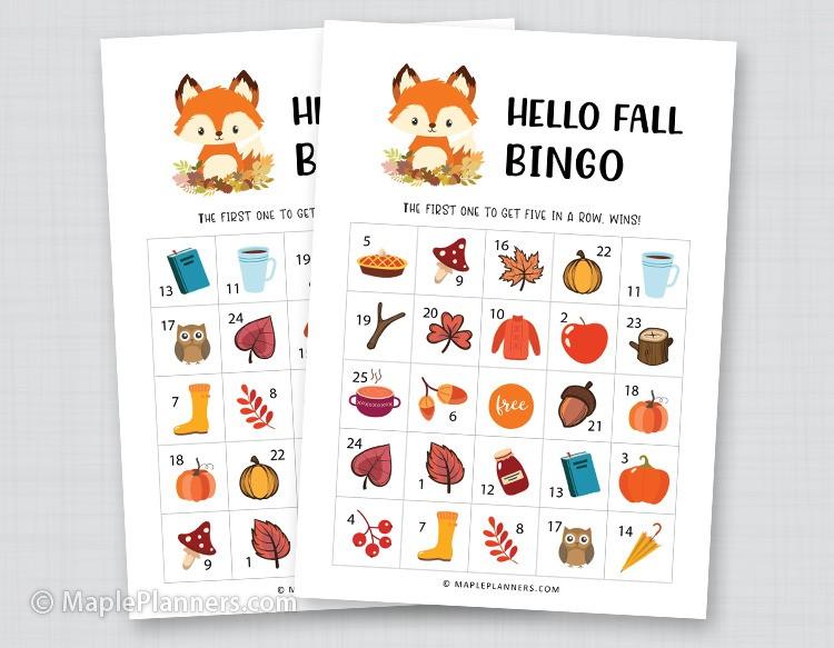 Fall Bingo Free Printable Cards