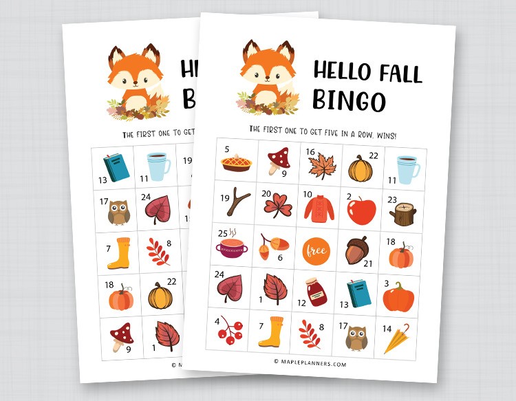 Fall Bingo Free Printable Cards