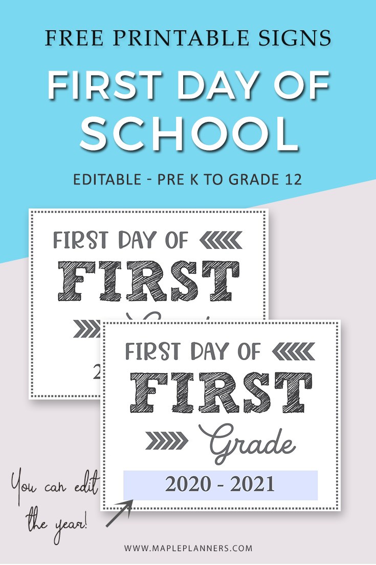 Free Printable Back to School Signs