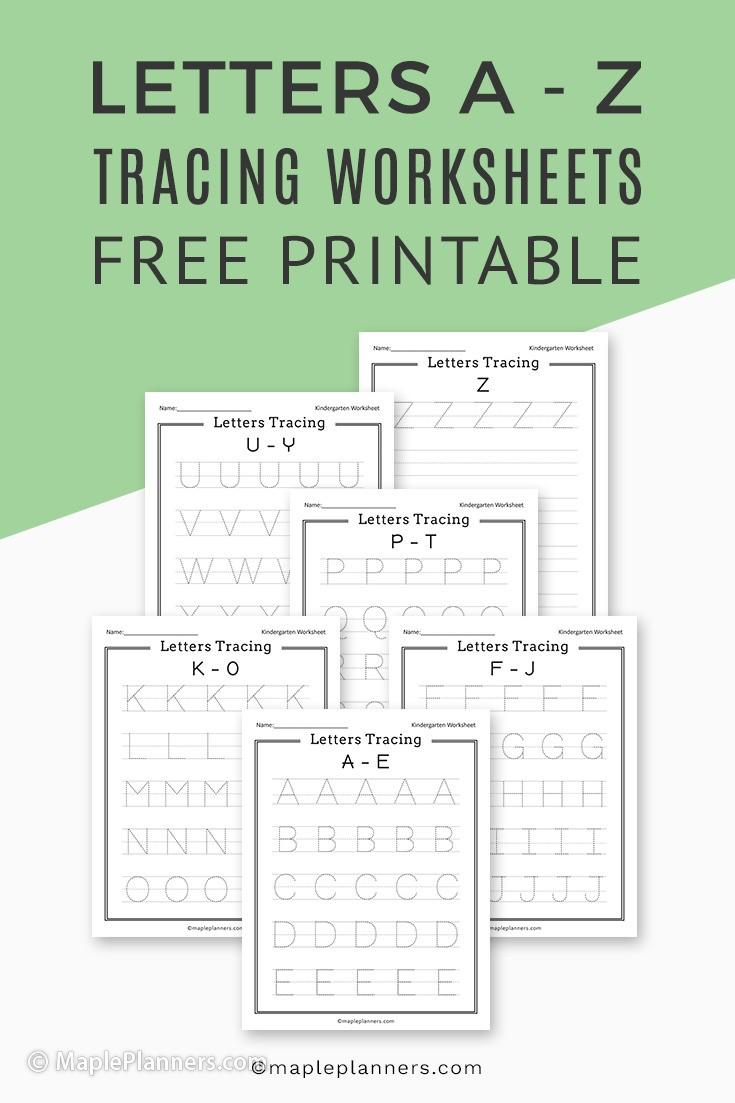A-Z Letters Tracing Worksheets Printable
