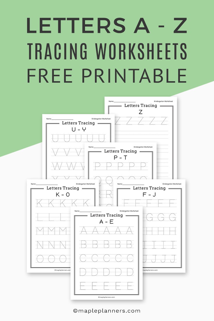 A-Z Letters Tracing Worksheets Printable