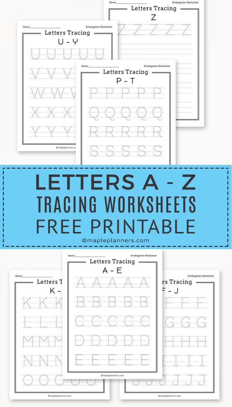 Free Printable Letters Tracing A-Z Worksheets for Kids