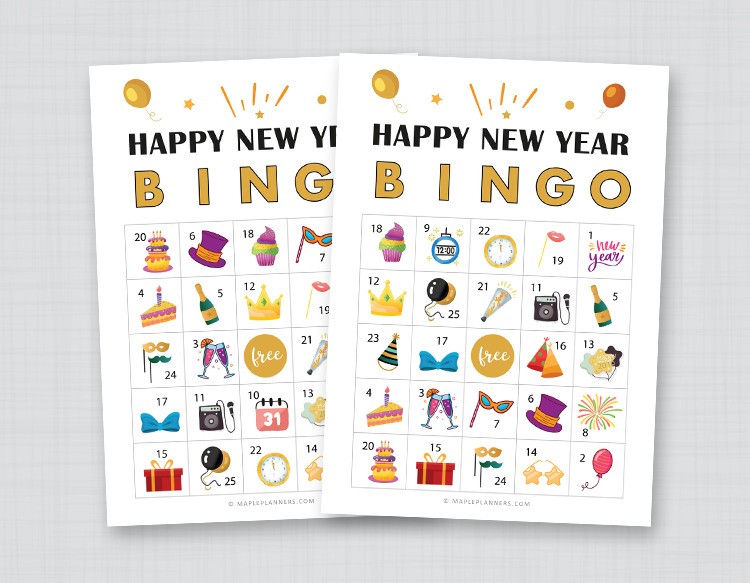 Printable New Years Eve Bingo Cards