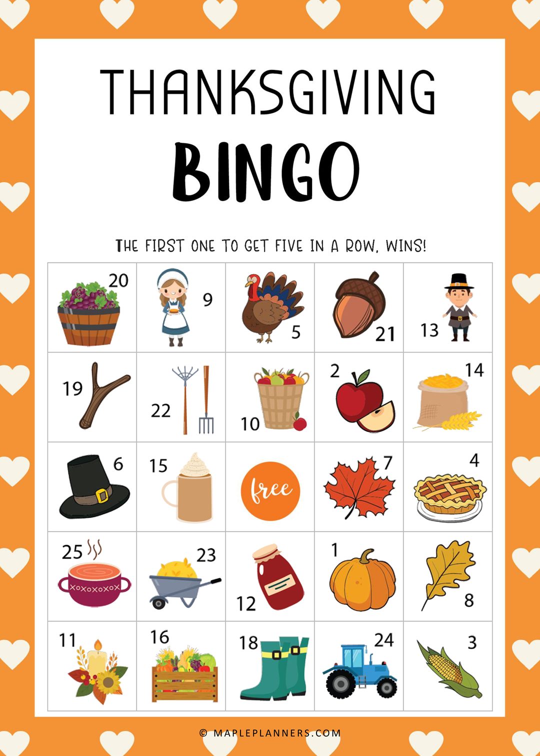 Thanksgiving Bingo Game Printable