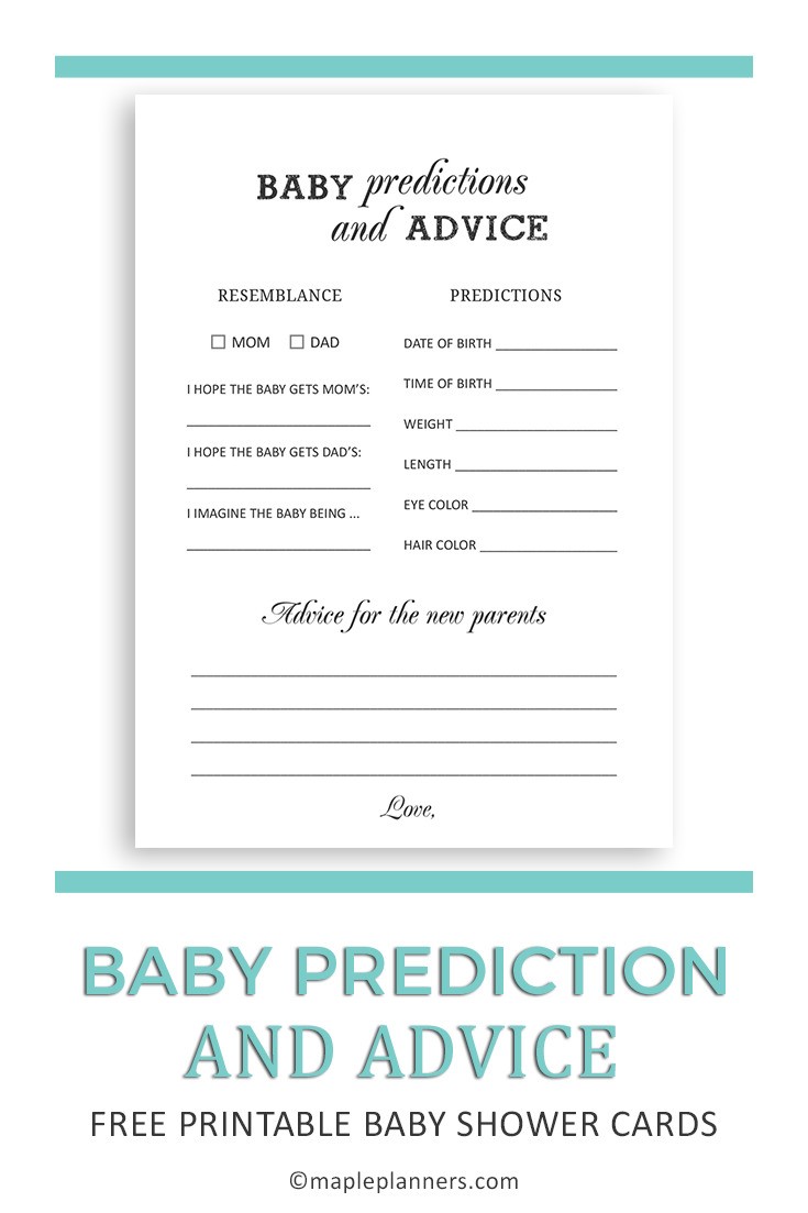 Baby Perdiction and Advice Cards Free Printable