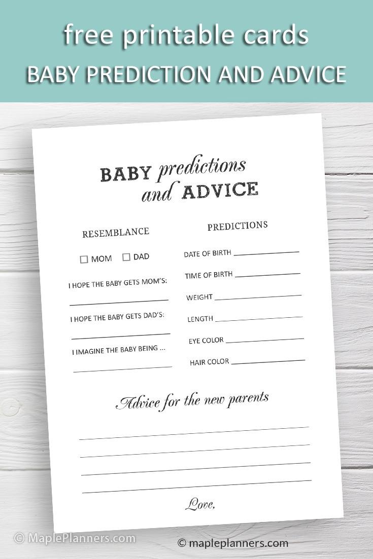 Baby Perdiction and Advice Cards Free Printable