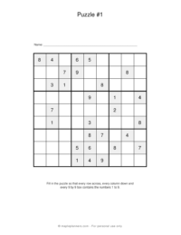 Free Printable Sudoku Puzzles | Perfect Memory and Brain Games