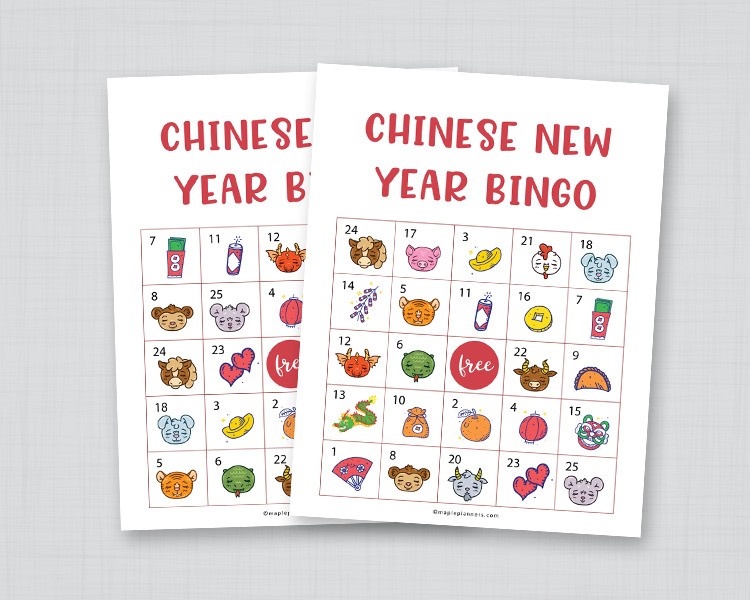 Chinese New Year Bingo Cards