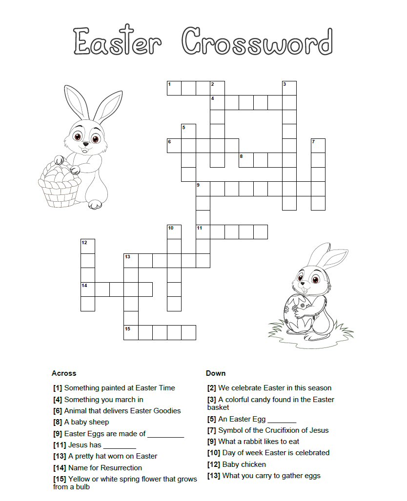 Free Printable Easter Crossword Puzzle Fun Easter Activities For Kids