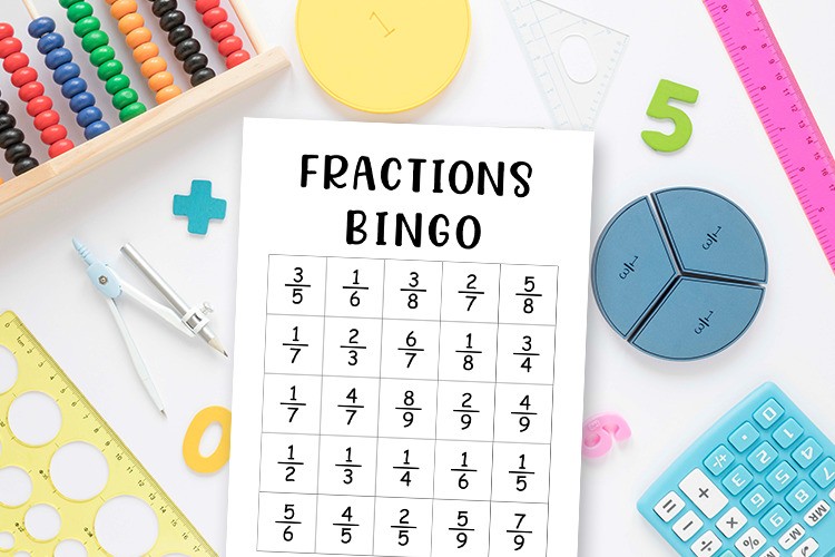 Free Printable Fractions Bingo Game