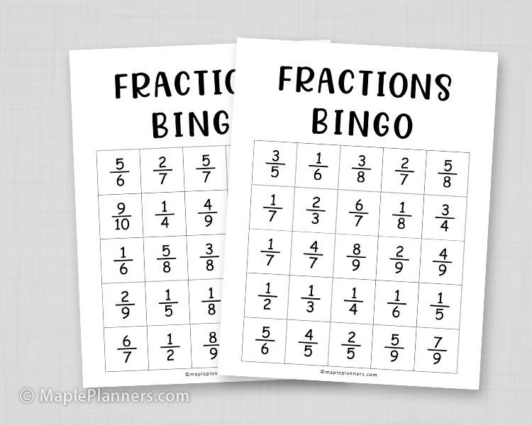 Free Printable Simplifying Fractions Bingo